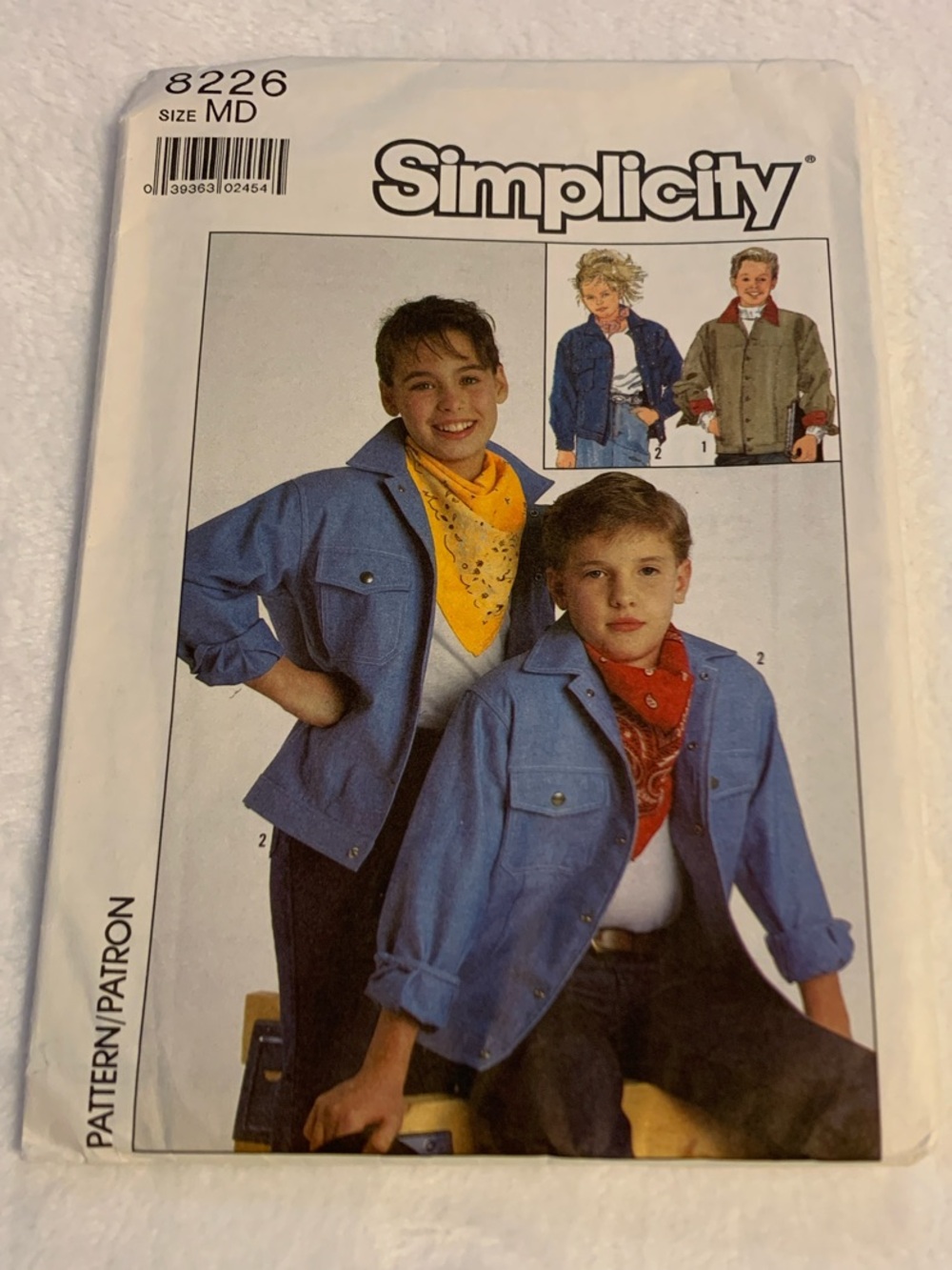 Simplicity 8226 Kids' Light Blue Denim-Style Jacket Pattern Size Medium